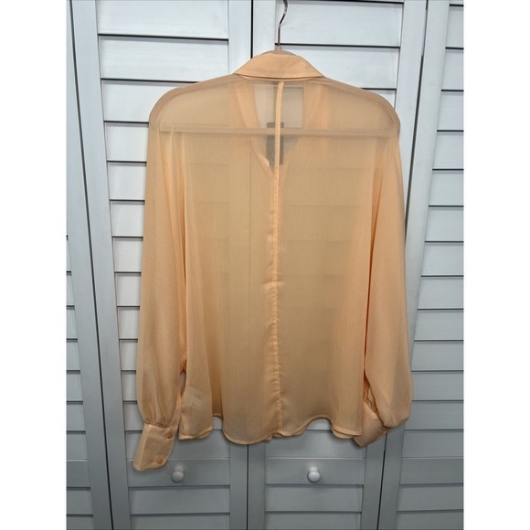 Express Dolman Long Sleeve Sheer Button Down Top Women's Size Medium Peach NWT - Picture 8 of 11